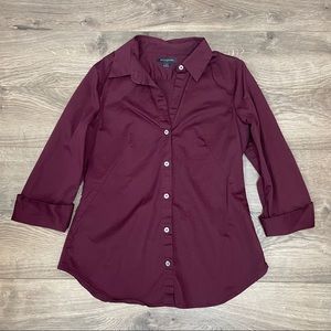 Banana Republic Burgundy 3/4 Length Sleeve Button Down - size S